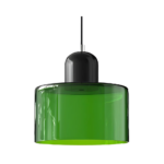 LumiCyl Cylinder Glass Pendant Light Black & Green