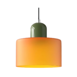 LumiCyl Cylinder Glass Pendant Light Green & Orange