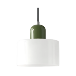 LumiCyl Cylinder Glass Pendant Light Green & White