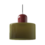 LumiCyl Cylinder Glass Pendant Light Maroon & Dark Green