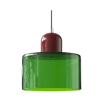 LumiCyl Cylinder Glass Pendant Light Maroon & Green