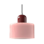 LumiCyl Cylinder Glass Pendant Light Maroon & Pink