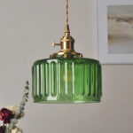 Vintage Cylinder Glass Pendant Light Green